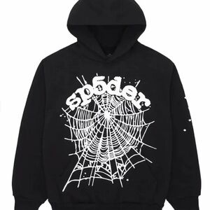 Spider Web Black Hoodie Sweater